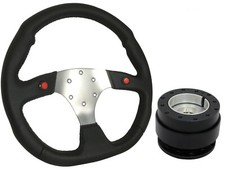 F1 CHROME Steering Wheel + Black Quick Release boss BKB for SUZUKI