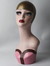 Fiberglass Vintage Female Artistic Costume Style Paint Face Mannequin Head