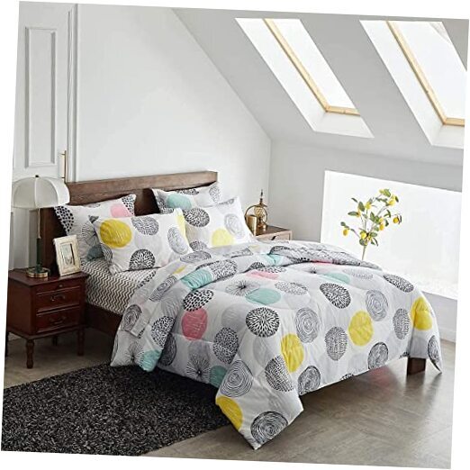 Bed in a Bag 7 Pieces Queen Size - Style - Soft Queen-7 Pieces Colorful Dots