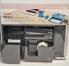 Poppin All Set Desk Collection Happy Dark Gray 12 Piece Office Organizer Set