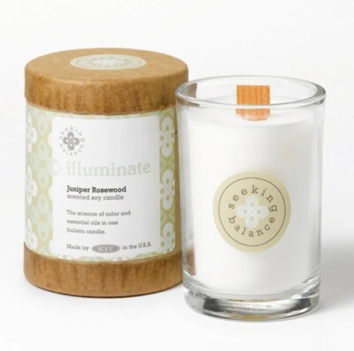 Beleuchtete Wurzelkerzen Suchende Balance Glas Wacholder Palisander Öko Soja 6,5 oz Aroma