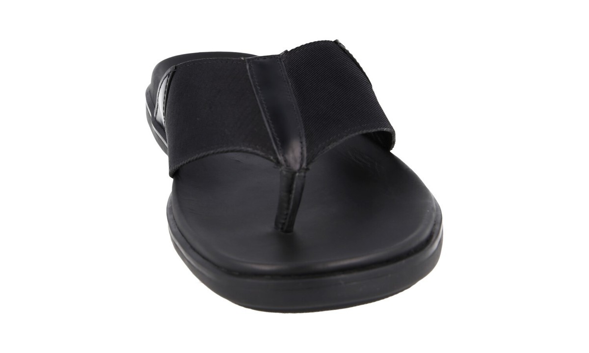 PRADA THONG SANDALS SHOES 2Y3057 BLACK LEATHER NYLON NEW US