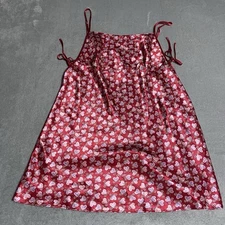 Vintage Kathryn Nightgown Womens Large Red Heart Spaghetti Strap Y2K Romantic