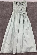 Cachet by Bari Protas Mint Green Gold Lace Sequin Strapless Gown Dress Size 6