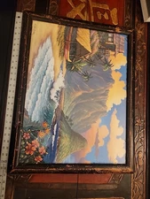 Vintage China Hat Kauai Hawaii Listed Artist Michael Van Dorn Original Print