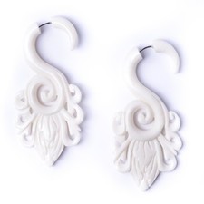 81stgeneration Orecchini Tribali Osso Bianco Intagliato A Mano Fiore Spirale
