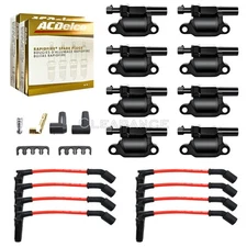 UF413 Ignition Coil & AcDelco Spark Plug & Wire for Chevy Silverado GMC Sierra