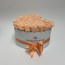 HEART WHITE BOX | PEACH ROSES The Million Roses