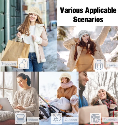 2er Pack Damen Wintermützen Warm Strickmütze Slouchy Beanie Mütze mit Krempe Geschenke - Bild 5 von 6