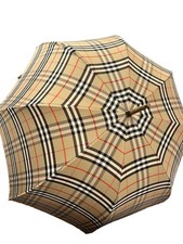 Vintage Burberry Nova Check Shading Umbrella Wood Handle 1980s