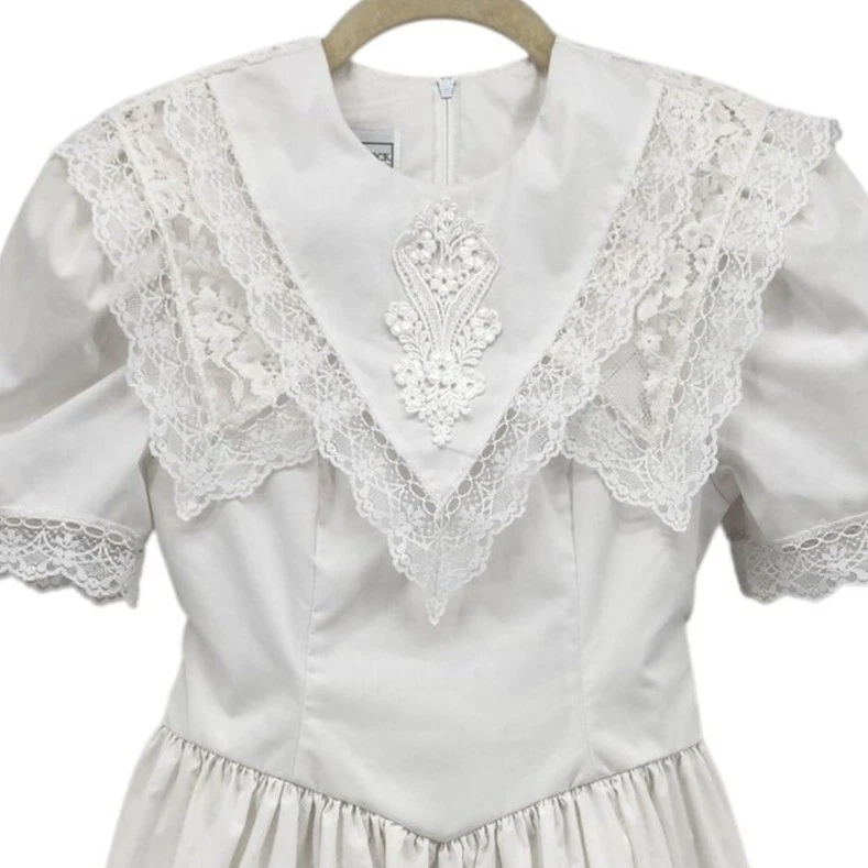 Vintage Jessica McClintock Girls 10 Dress White Lace Flower Girl First Communion - Image 3 of 4