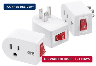 Cable Matters [ETL Listed] 3-Pack Grounded Outlet Switch with On Off, Plug Switc