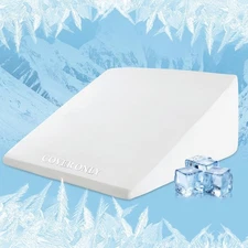 HOMBYS Cooling Bed Wedge Pillow Cover Q-max 0.4 Cool 25x25x8, White 