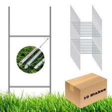 30x10 Inch 9 Gauge Galvanized H Frame Wire Stakes for Yard Signs, Pack of 10