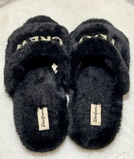 Zapatillas de novia "I Do Crew" negras difusas boda fiesta toboganes - Para mujer - Nuevas