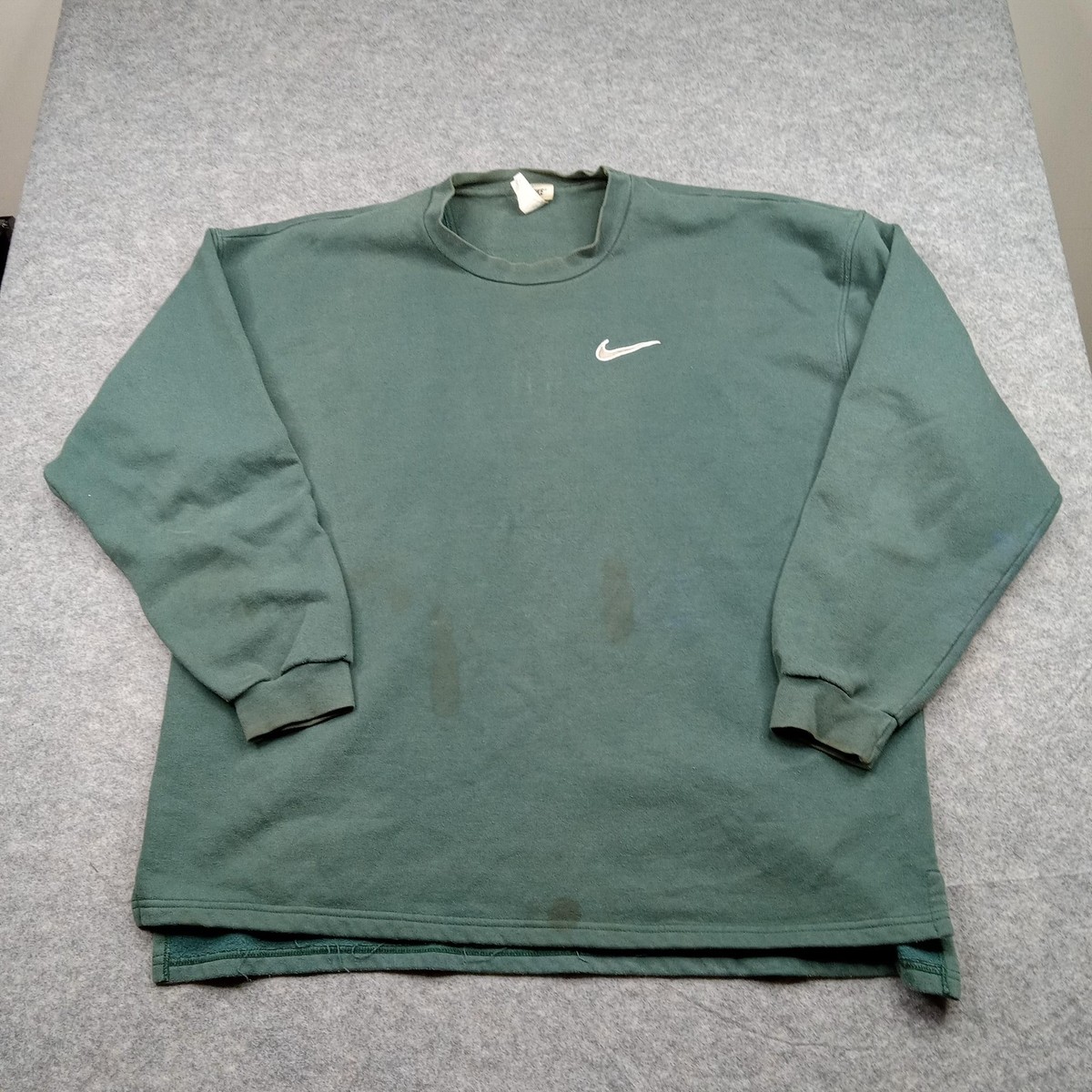 90s NIKE big swoosh sweat green×grey L Vintage Nike Sweatshirt Mens Extra Large Green Swoosh Air Crewneck