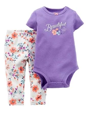 Carters Infant Girls Purple Beautiful in Every Way Outfit Bodysuit & Leggings 3m