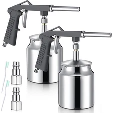 2 Pcs Air Undercoating Spray Gun with 750ml Suction Feed Cup and Cleaning Bru...
