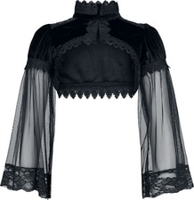 Gothicana by EMP Damen schwarzer Bolero mit Spitzenbesatz und puffigen