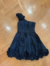 Daisy Elegant Black One Shoulder Rosette Cocktail Party Dress Size Medium
