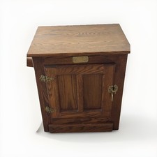 Vintage White Clad Oak Wood Ice Box Nightstand Cabinet Chest End Table