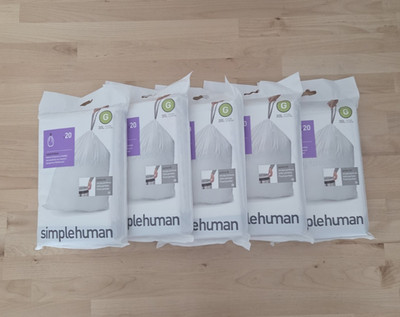 Simplehuman Custom Fit Liners  - Size G - 30L - 8 US Gal - Lot of 100 Liners