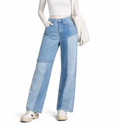 12th Tribe Patchwork 24x29 Jeans Wide Leg High Rise Two Tone baggy Denim nwt