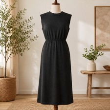 NWT ASTR the Label Sweater Dress Womens Medium Black Sleeveless Ribbed Midi