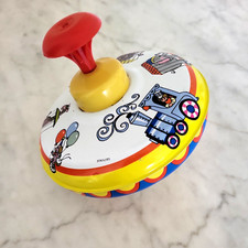 Vintage Ohio Art Spinning Top Metal  Plastic Toy Circus Animals Train Art
