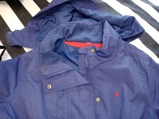 Joules Dakota Ladies Rain Coat Sz14 Purple Hooded Zip Closure Pockets Embroidere