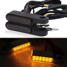 2pc Motorcycle Led Flowing Mini Turn Signal Lights Blinker For Bobber Cafe Racer