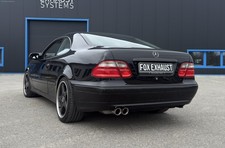 Edelstahl Sportauspuff Mercedes CLK W208 2x80mm rund doppelwandig abgeschräg Edelstahl Sportauspuff Mercedes CLK W208 2x80mm rund doppelwandig abgeschräg