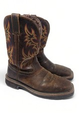 Justin Original Workboots Steel Toe Western Work Boots Mens 8D Brown WK4682