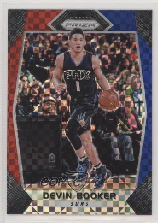 2017-18 Panini Prizm Red White & Blue Prizm Devin Booker #63 0wg1