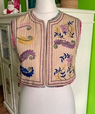 Zara bestickte Boho-Weste – Größe S – Baumwolle – folkloraler Stil