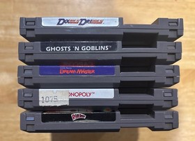 Nintendo NES 5 Game Lot Ghosts &lsquo;N Goblins, Roger Rabbit, Little Nemo, Monopoly +