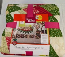 Better Homes  Gardens Full/Queen 3 Pc Quilt Set Red/Green Starburst NWT Limited