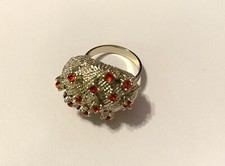 Stunning Red Rhinestone Fashion Ring Adjustable