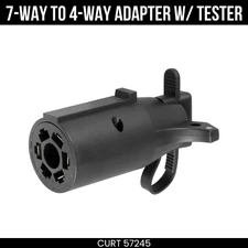 CURT 7 Way RV Blade Vehicle Side to 4 Way Flat Trailer Adapter with Tester 57245