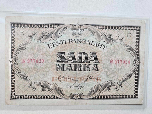 1922 Estonia 100 marka mark Galleon / ship banknote Estland Eesti - Picture 2 of 3