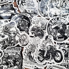 50pcs Waterproof Black and White Skeleton  Sticker Pack For Laptop,Skateboard