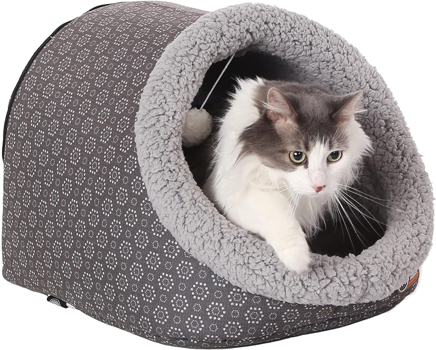 Thermo-Pet Cave Unheated Cat Bed - Gray/Geo Flower 17 X 15 X 13 Inches
