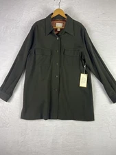 Vintage Field Manor Wool Shacket Green Button Up Shirt Jacket Womens 14 USA Made