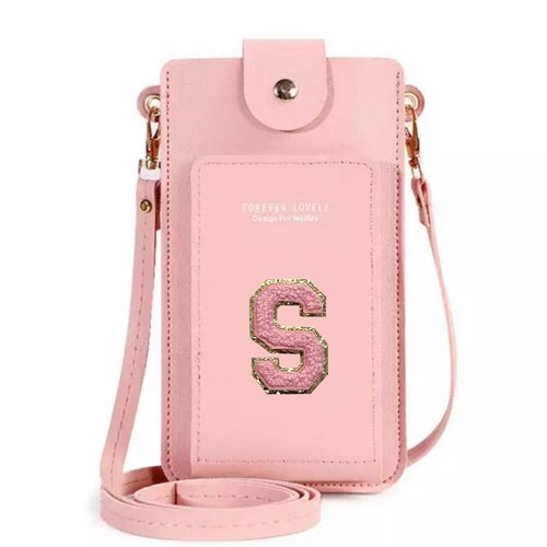 Cartera monedero de cuero con letras rosa tarjetero de teléfono estuche sin asas gran capacidad - Imagen 33 de 40