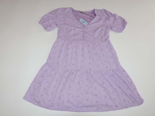 Loft Women's Eyelet Puff Sleeve Tiered Swing Dress Petite XS NWT Lavender PXS