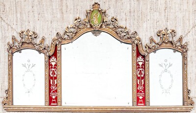 Antique Victorian One of a Kind Large Gilt, Painted and Etched 3 Part ...