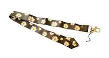 Flower Pattern Neck Lanyard For Keys, Wallet, Id Card - New - Black with Daisies