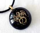 Orgone Pendant Necklace golden Dragon Black Tourmaline & Shungite EMF protection
