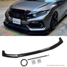 For 17-21 Honda Civic Si & Fk7 HATCHBACK Gloss Black FRONT BUMPER LIP Gr Style