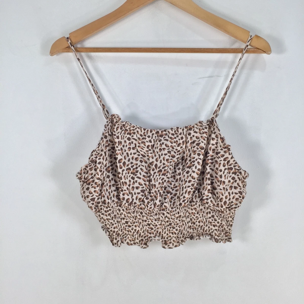 Sportsgirl womens cami tank top size 12 beige leopard print crop